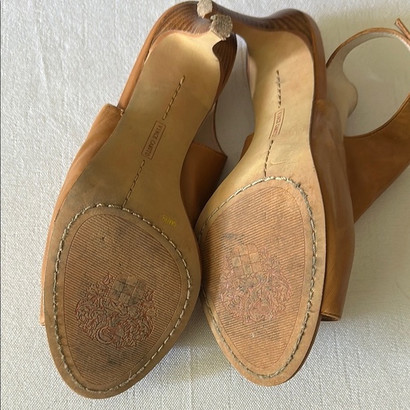 Vince Camuto Tan Peep-Toe Heels with Ankle Strap - Picture 5 of 7